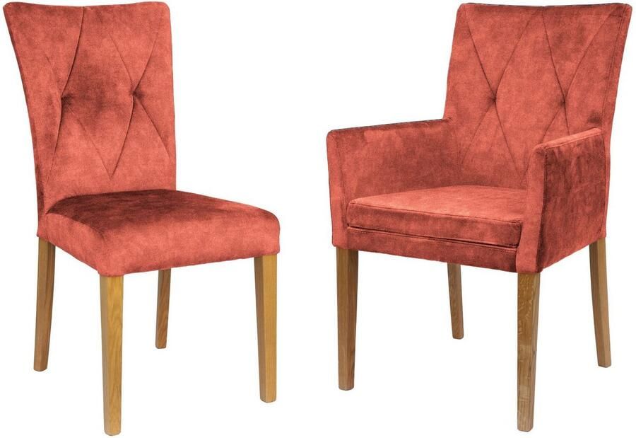 Home affaire Stoel met 4 poten Diamond Zitting en rugleuning zacht verdikt (set 2 stuks)