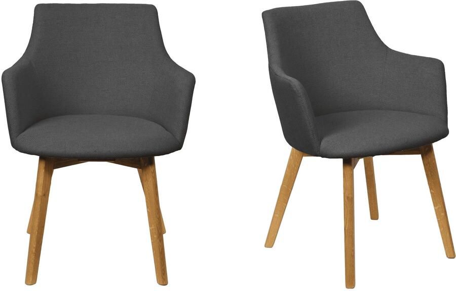 Home affaire Stoel met armleuningen Ena eettafelstoel gestoffeerde fauteuil woonstoel eetstoel met armleuningen (set 2 stuks)