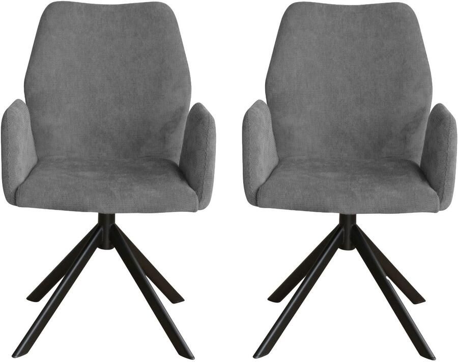 Home affaire Stoel met armleuningen Hacienda moderne cordbekleding (set)