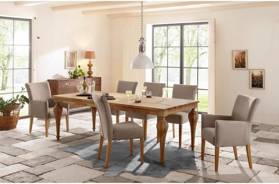 Home affaire Eetkamerstoel Queen Polsterstoel BESTSELLER verschillende type bekleding massief houten onderstel (set) - Foto 5