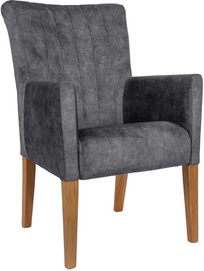 Home affaire Stoel met armleuningen King Eetkamerstoel onderstel massief eikenhout of beuken wengékleur