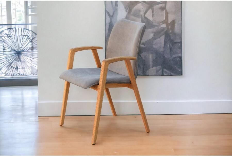 Home affaire Stoel met armleuningen Loreen eetkamerstoel beklede stoel designstoel met massief frame hoogwaardig afgewerkt armleuningen stijlvol comfortabel (set 2 stuks) - Foto 3