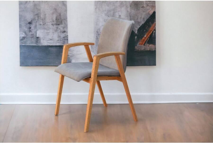 Home affaire Stoel met armleuningen Loreen eetkamerstoel beklede stoel designstoel met massief frame hoogwaardig afgewerkt armleuningen stijlvol comfortabel (set 2 stuks) - Foto 4