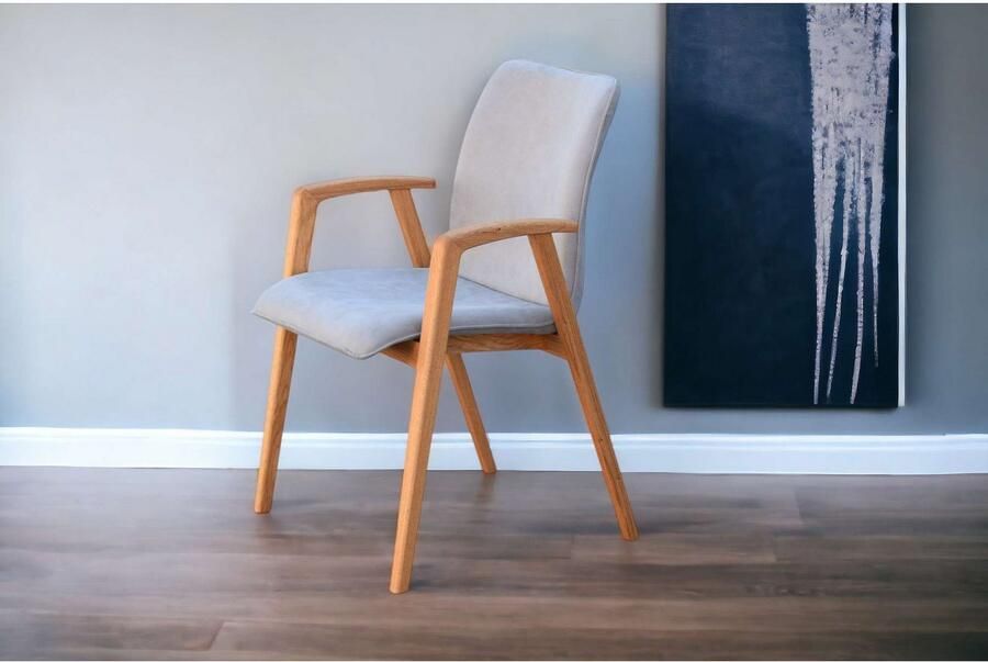 Home affaire Stoel met armleuningen Loreen eetkamerstoel beklede stoel designstoel met massief frame hoogwaardig afgewerkt armleuningen stijlvol comfortabel (set 2 stuks) - Foto 4