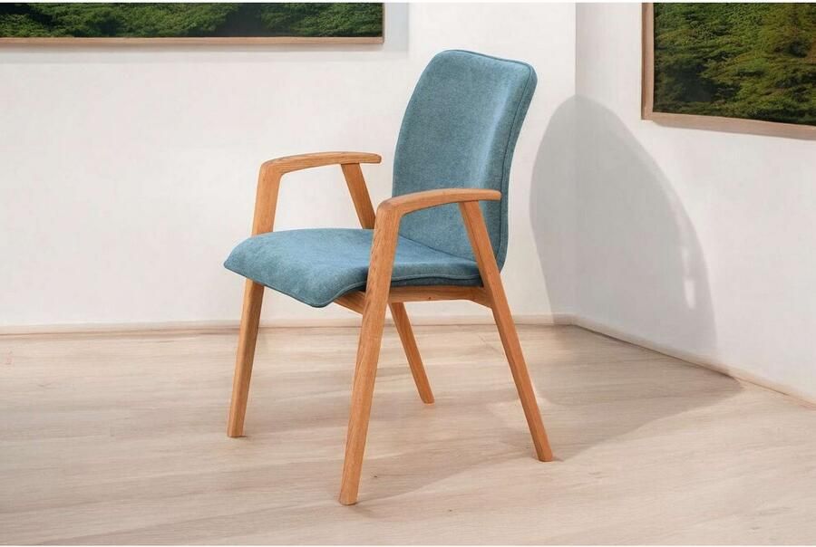 Home affaire Stoel met armleuningen Loreen eetkamerstoel beklede stoel designstoel met massief frame hoogwaardig afgewerkt armleuningen stijlvol comfortabel (set 2 stuks) - Foto 2