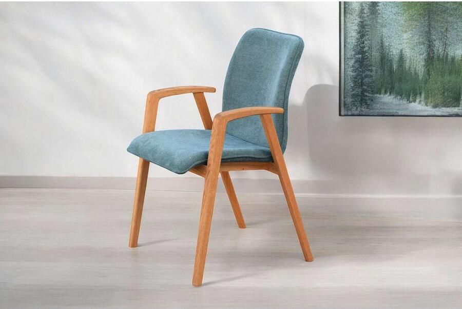 Home affaire Stoel met armleuningen Loreen eetkamerstoel beklede stoel designstoel met massief frame hoogwaardig afgewerkt armleuningen stijlvol comfortabel (set 2 stuks) - Foto 3