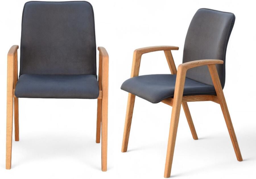 Home affaire Stoel met armleuningen Loreen eetkamerstoel beklede stoel designstoel met massief frame hoogwaardig afgewerkt armleuningen stijlvol comfortabel (set 2 stuks)