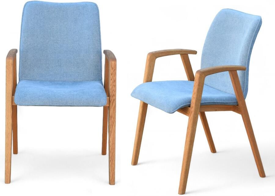 Home affaire Stoel met armleuningen Loreen eetkamerstoel beklede stoel designstoel met massief frame hoogwaardig afgewerkt armleuningen stijlvol comfortabel (set 2 stuks) - Foto 3