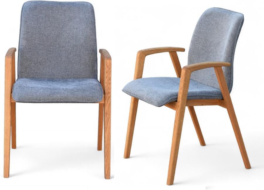 Home affaire Stoel met armleuningen Loreen eetkamerstoel beklede stoel designstoel met massief frame hoogwaardig afgewerkt armleuningen stijlvol comfortabel (set 2 stuks) - Foto 2