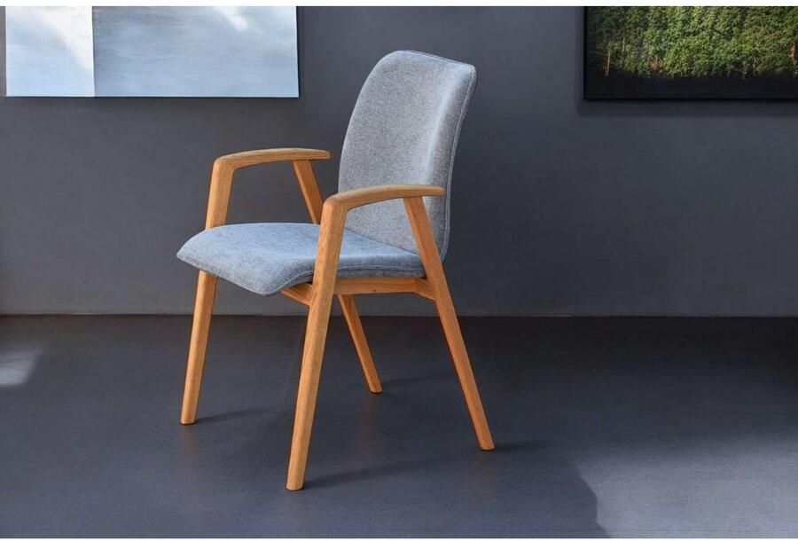 Home affaire Stoel met armleuningen Loreen eetkamerstoel beklede stoel designstoel met massief frame hoogwaardig afgewerkt armleuningen stijlvol comfortabel (set 2 stuks) - Foto 4