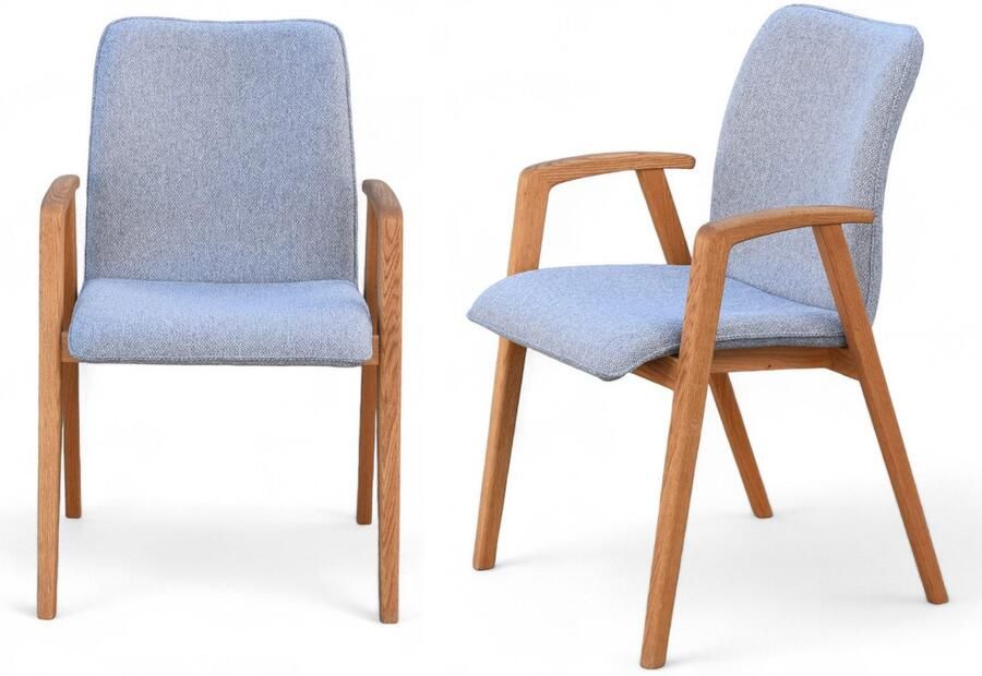 Home affaire Stoel met armleuningen Loreen eetkamerstoel beklede stoel designstoel met massief frame hoogwaardig afgewerkt armleuningen stijlvol comfortabel (set 2 stuks) - Foto 3