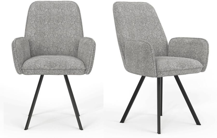 Home affaire Stoel met armleuningen Mily eetkamerstoel gestoffeerde fauteuil woonstoel eetstoel met armleuningen (set 2 stuks) - Foto 8