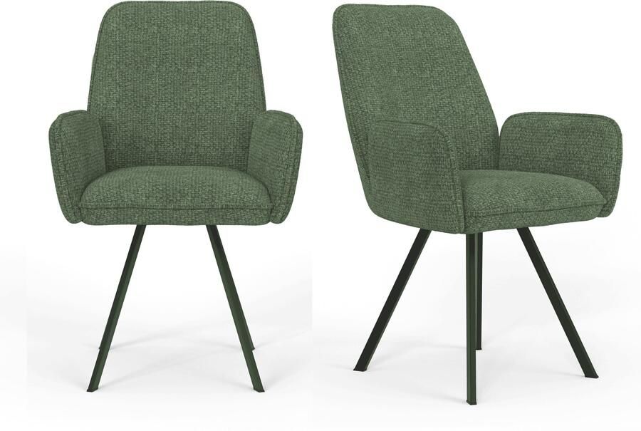 Home affaire Stoel met armleuningen Mily eetkamerstoel gestoffeerde fauteuil woonstoel eetstoel met armleuningen (set 2 stuks) - Foto 8