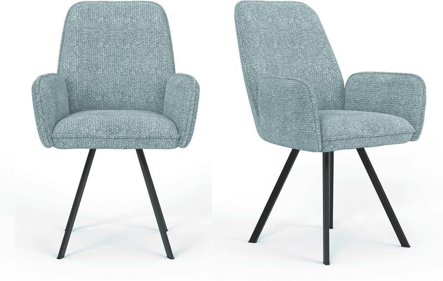 Home affaire Stoel met armleuningen Mily eetkamerstoel gestoffeerde fauteuil woonstoel eetstoel met armleuningen (set 2 stuks) - Foto 8