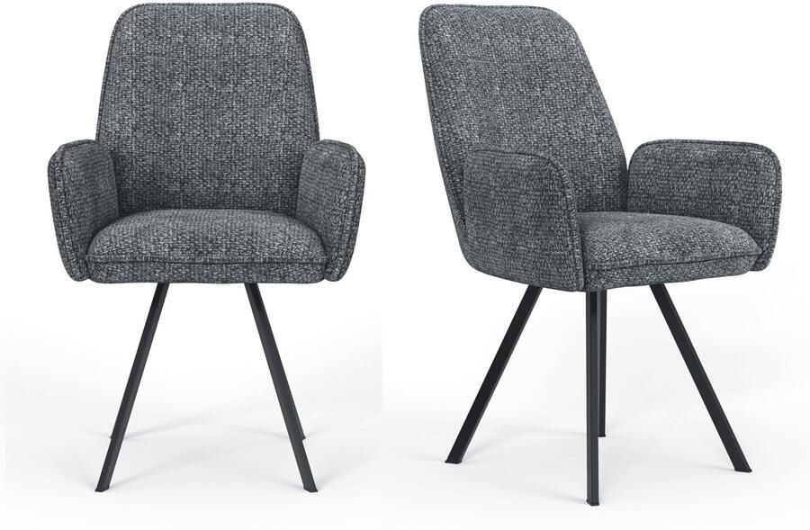 Home affaire Stoel met armleuningen Mily eetkamerstoel gestoffeerde fauteuil woonstoel eetstoel met armleuningen (set 2 stuks) - Foto 7