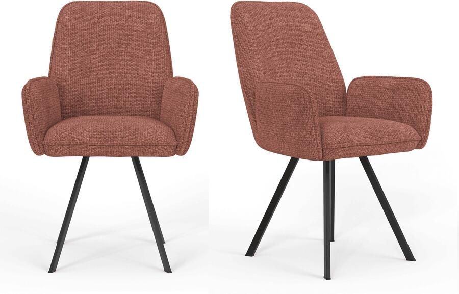Home affaire Stoel met armleuningen Mily eetkamerstoel gestoffeerde fauteuil woonstoel eetstoel met armleuningen (set 2 stuks) - Foto 7