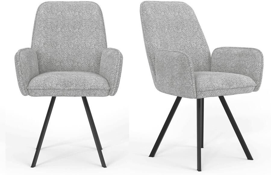 Home affaire Stoel met armleuningen Mily eetkamerstoel gestoffeerde fauteuil woonstoel eetstoel met armleuningen (set 2 stuks) - Foto 7