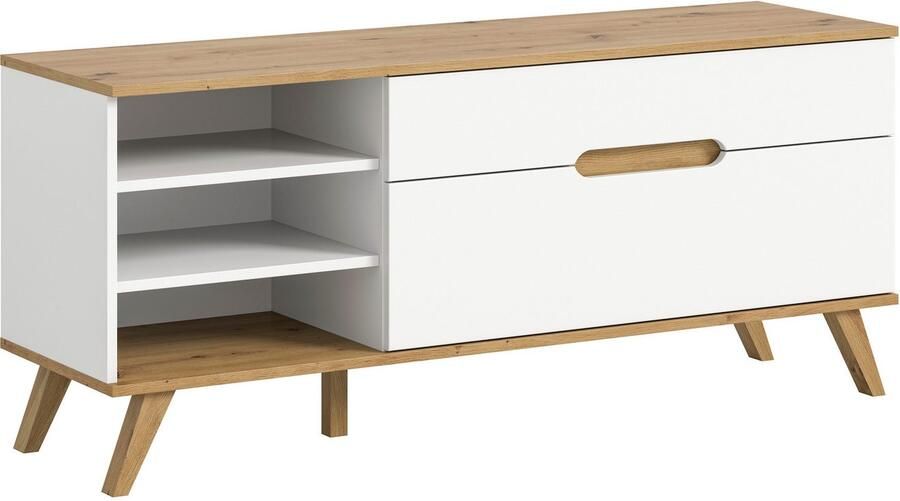 Home affaire Tv-meubel Alesund Breedte 140 cm 1 Deurtje 1 Lade conische voet Scandi-look TV-meubelen TV-kast TV-lowboard mediaboard woonmeubelen - Foto 4
