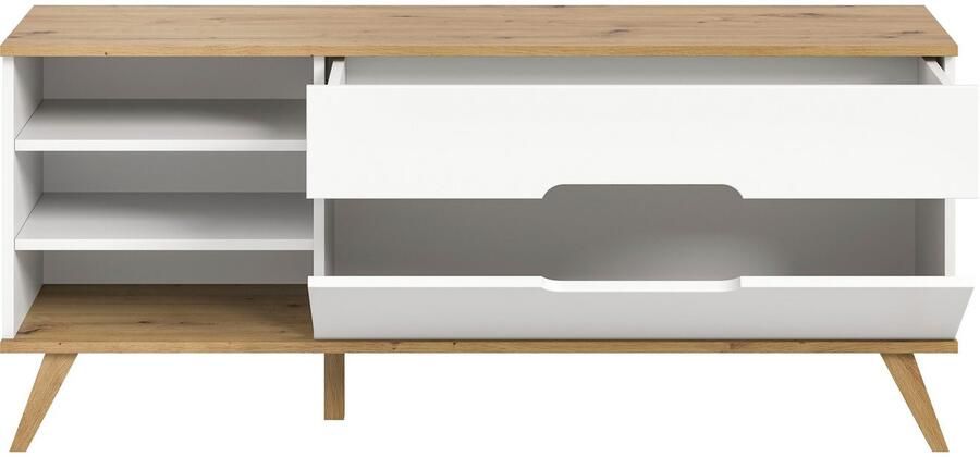 Home affaire Tv-meubel Alesund Breedte 140 cm 1 Deurtje 1 Lade conische voet Scandi-look TV-meubelen TV-kast TV-lowboard mediaboard woonmeubelen - Foto 6