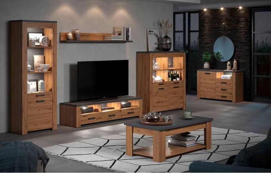 Home affaire Tv-meubel Ambres TV-meubel 3 lades 3 vakken Soft-Close (B D H) 180 50 43 cm (1 stuk) - Foto 7