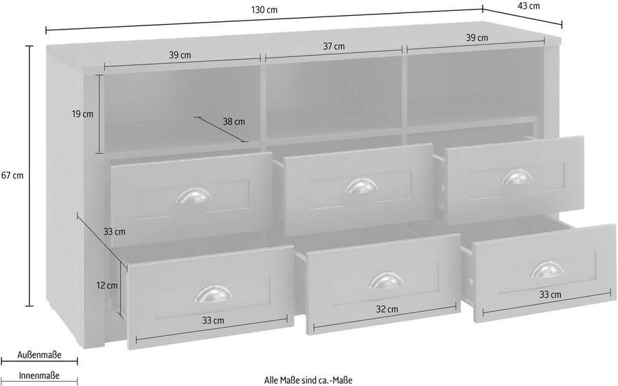 Home affaire Tv-meubel ASCOT Breedte 130 cm - Foto 4