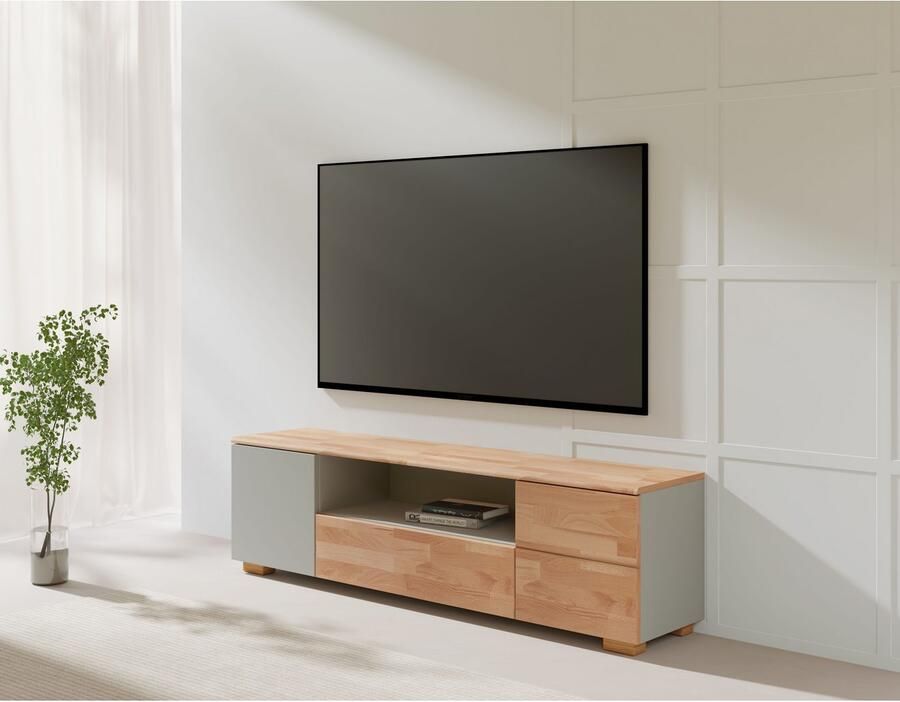 Home affaire Tv-meubel Citra deels massief Breedte 160cm moderne greeploze uitstraling met push-to-open functie