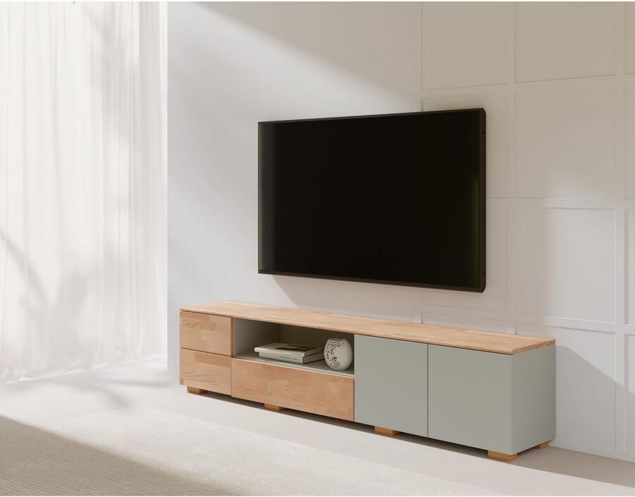 Home affaire Tv-meubel Citra deels massief Breedte 200 cm moderne greeploze uitstraling met push-to-open functie
