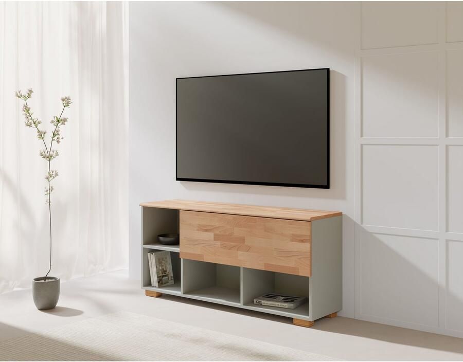 Home affaire Tv-meubel Citra deels massief Hoogte 45 cm moderne greeploze uitstraling met push-to-open functie