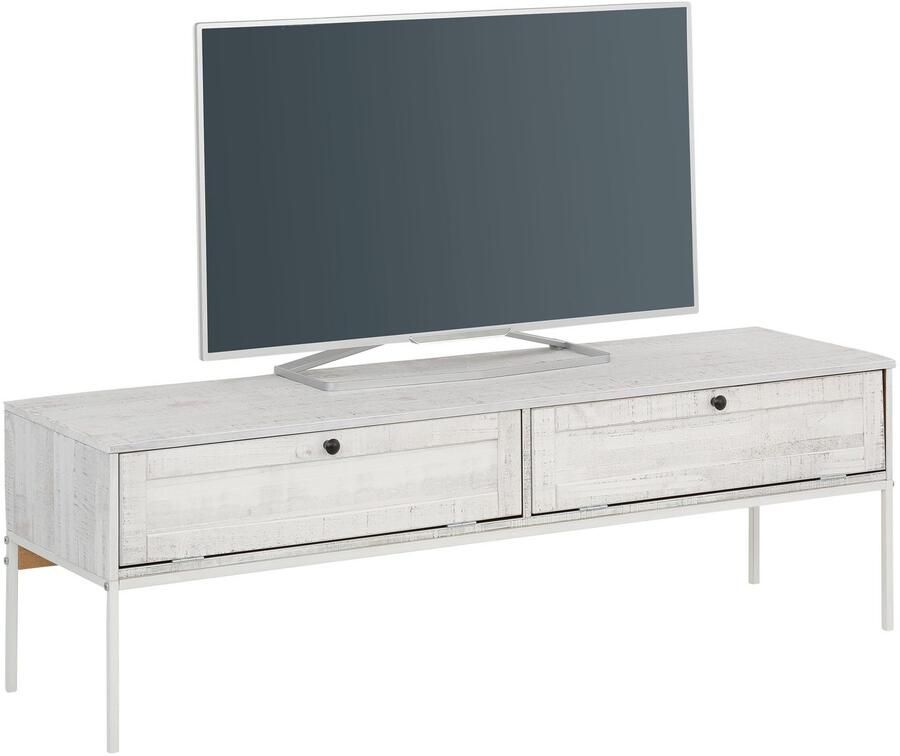 Home affaire Tv-meubel Freya Commode met 2 kleppen metalen handgrepen van massief hout breedte 140 cm - Foto 2