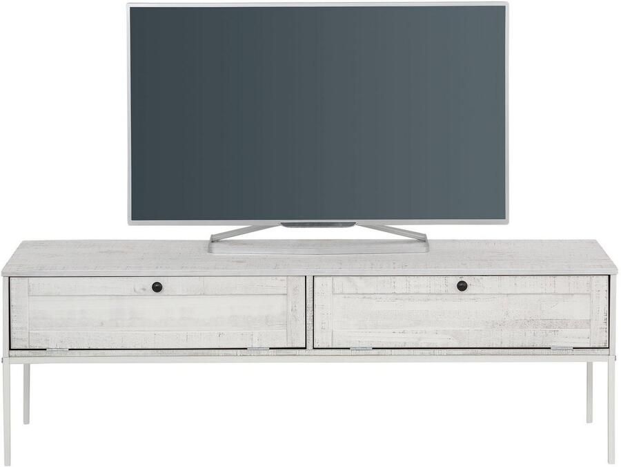 Home affaire Tv-meubel Freya Commode met 2 kleppen metalen handgrepen van massief hout breedte 140 cm - Foto 3