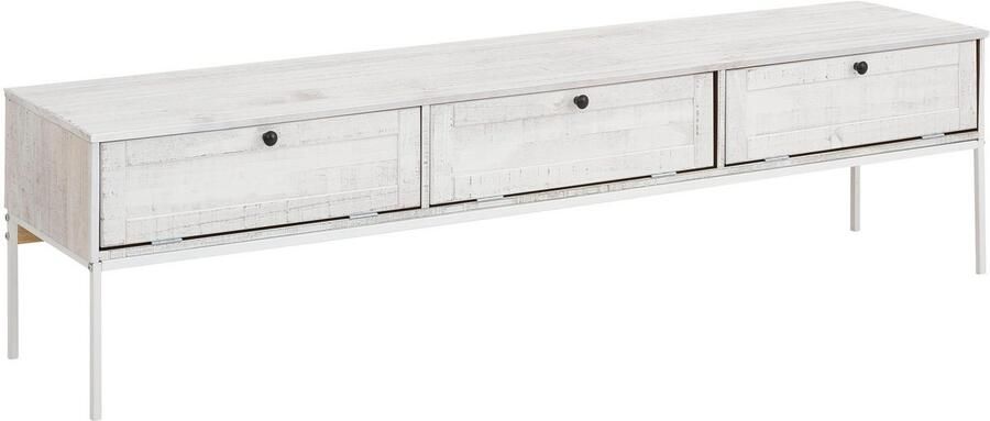 Home affaire Tv-meubel Freya Commode met 3 kleppen metalen handgrepen van massief hout breedte 175 cm - Foto 8