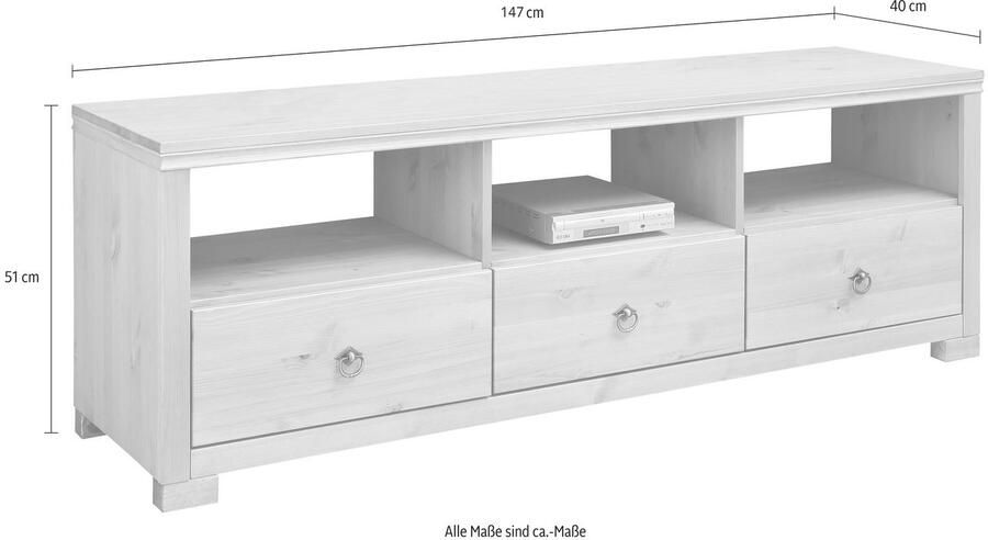 Home affaire Tv-meubel Gotland Breedte 147 cm met lades en open vakken massief hout FSC - Foto 10