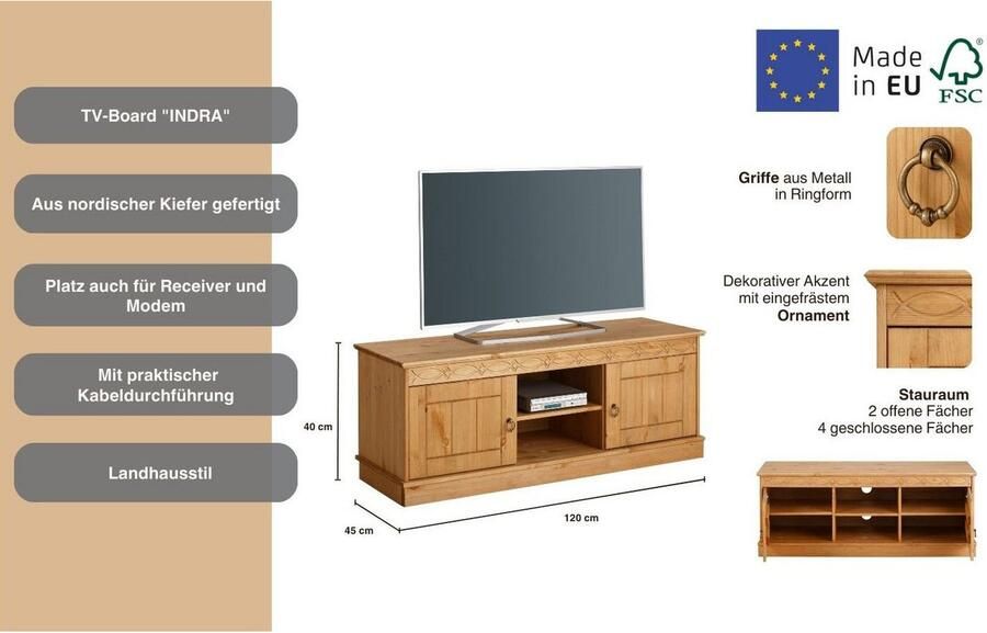Home affaire Tv-meubel Indra naar keuze in 2 breedten tv-tafel - Foto 6