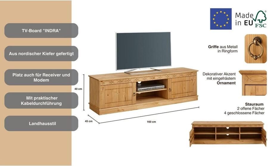 Home affaire Tv-meubel Indra naar keuze in 2 breedten tv-tafel - Foto 4