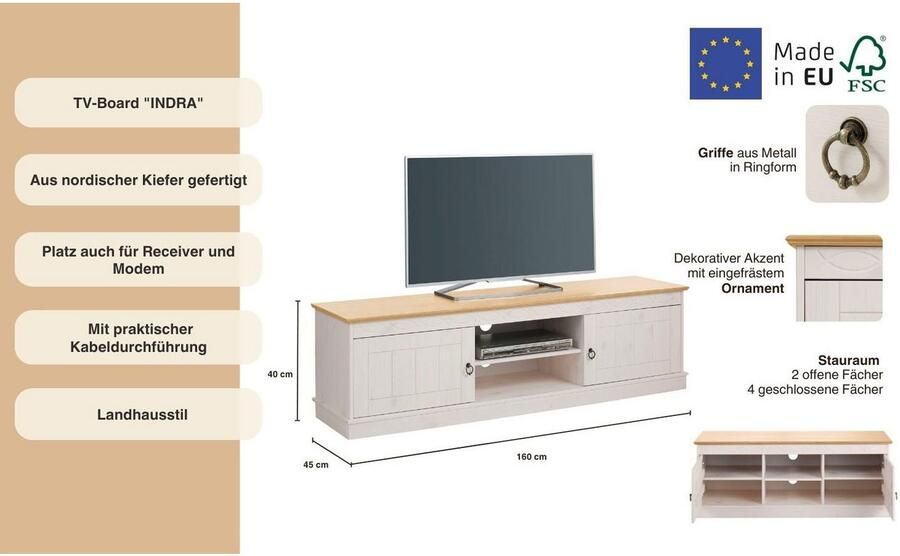 Home affaire Tv-meubel Indra naar keuze in 2 breedten tv-tafel - Foto 6