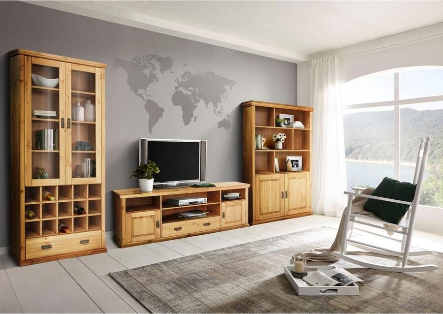 Home affaire Tv-meubel Konrad TV-meubel TV-kast Breedte 169 cm hoogte 67 cm metalen handgrepen kabeldoorvoer - Foto 2