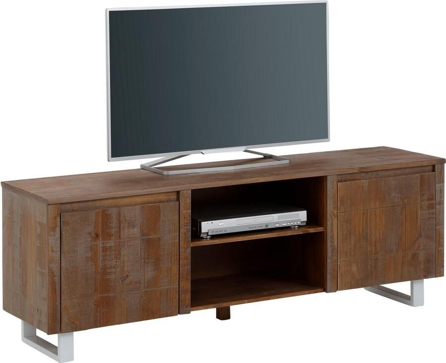 Home affaire Tv-meubel Lagos Commode van massief grenenhout met wit gelakt onderstel