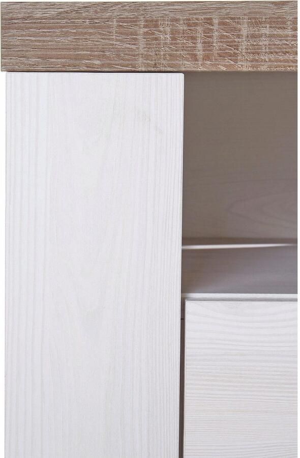 Home affaire Tv-meubel Larona tijdloos TV-meubel met 1 klep en 2 open vakken Breedte 140 cm tv-meubel veel opbergruimte decoratieve frame-look - Foto 5