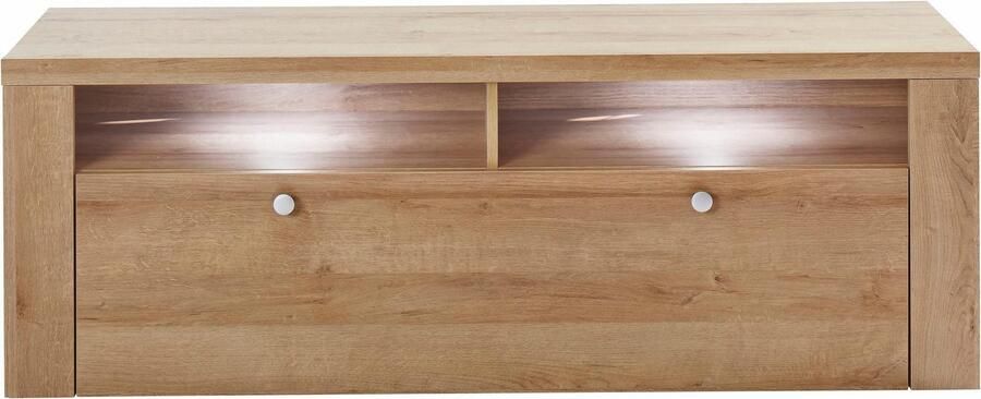 Home affaire Tv-meubel Larona tijdloos TV-meubel met 1 klep en 2 open vakken Breedte 140 cm tv-meubel veel opbergruimte decoratieve frame-look - Foto 12