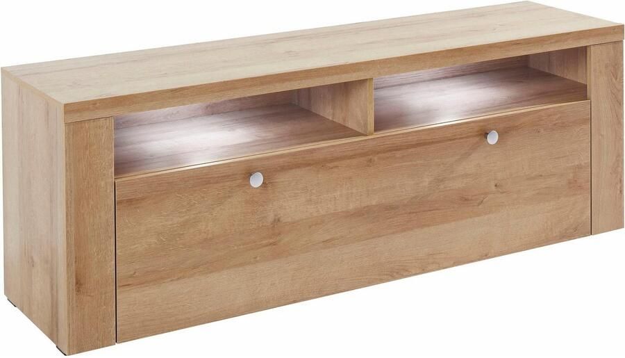 Home affaire Tv-meubel Larona tijdloos TV-meubel met 1 klep en 2 open vakken Breedte 140 cm tv-meubel veel opbergruimte decoratieve frame-look - Foto 8