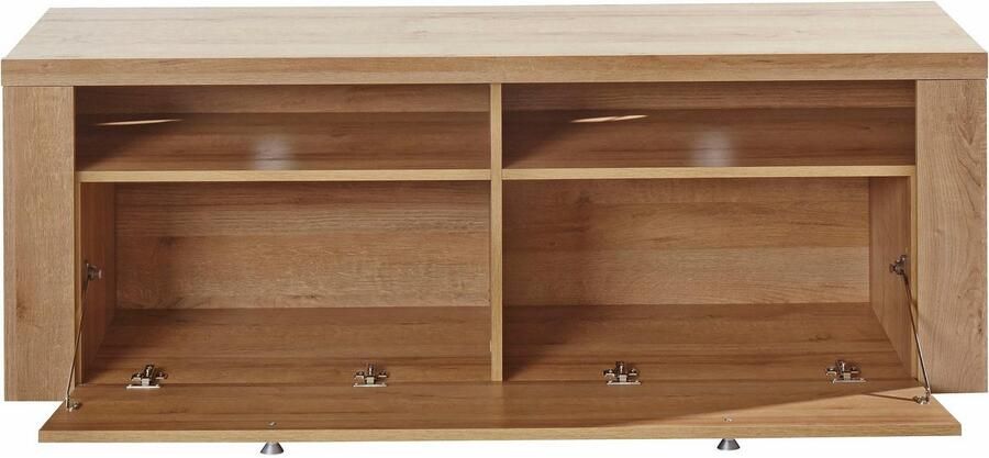 Home affaire Tv-meubel Larona tijdloos TV-meubel met 1 klep en 2 open vakken Breedte 140 cm tv-meubel veel opbergruimte decoratieve frame-look - Foto 11