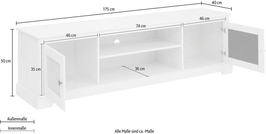 Home affaire Tv-meubel LINDA Commode met weide-deurenfronten mooie metalen grepen breedte 175 cm - Foto 5