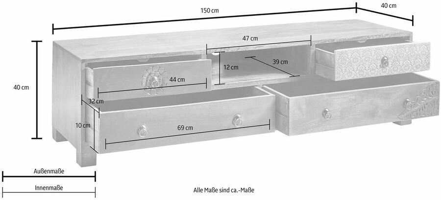 Home affaire Tv-meubel Mahar Commode met metalen fronten breedte 150 cm - Foto 8