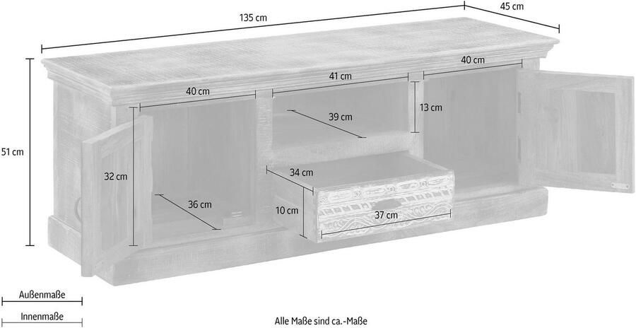 Home affaire Tv-meubel Maneesh Commode van massief mango hout met opbergruimtes breedte 135cm - Foto 7