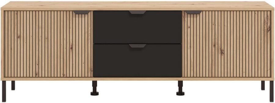 Home affaire Tv-meubel Mayenne TV-lowboard breedte 157 cm TV-kast deuren met groeflook 2 lades - Foto 2