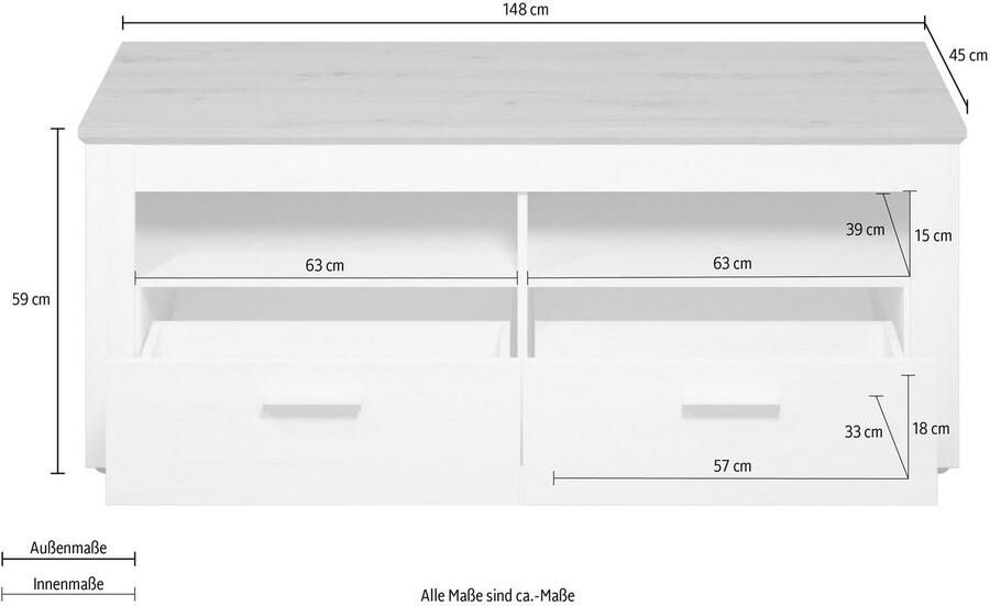 Home affaire Tv-meubel Nybro TV-kast TV-lowboard met 2 lades breedte 148 cm - Foto 2