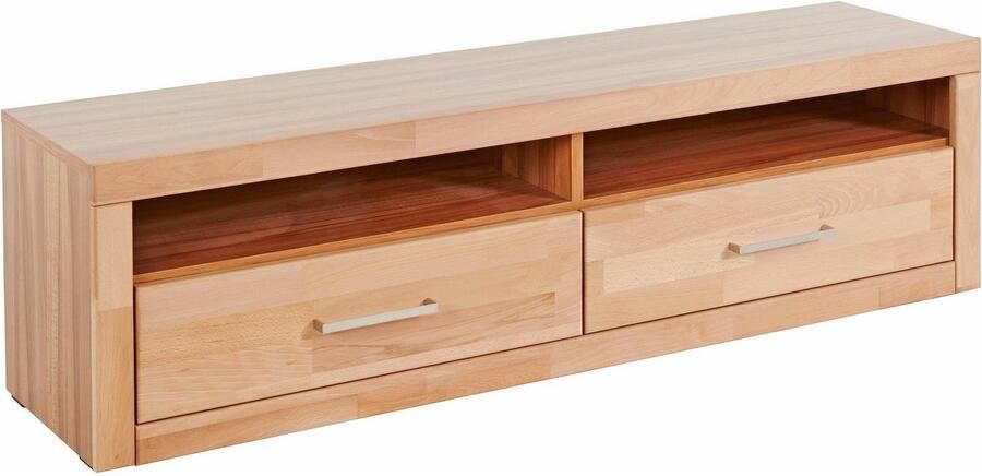 Home affaire Tv-meubel Ribe 140cm breed 38cm hoog met 2 kleppen bovenblad van massief hout - Foto 9