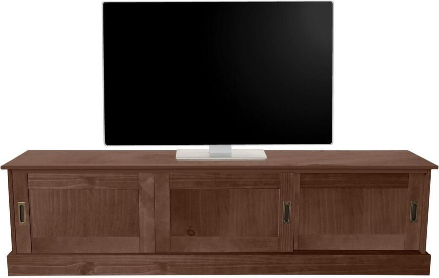Home affaire Tv-meubel Schröder Commode met 3 schuifdeuren van massief dennenhout