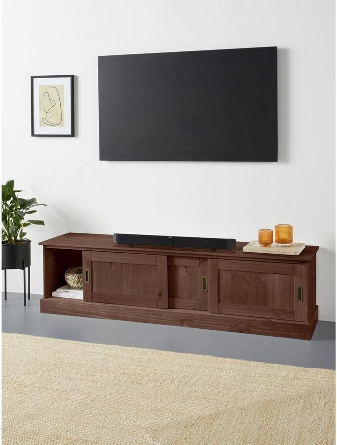 Home affaire Tv-meubel Schröder Commode met 3 schuifdeuren van massief dennenhout - Foto 2