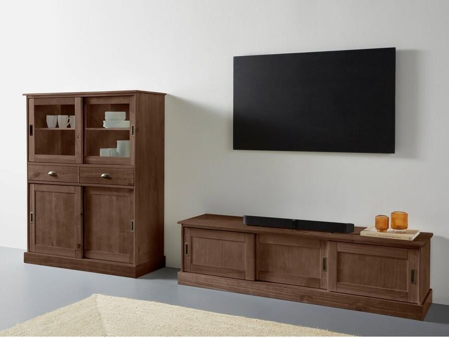 Home affaire Tv-meubel Schröder Commode met 3 schuifdeuren van massief dennenhout - Foto 4